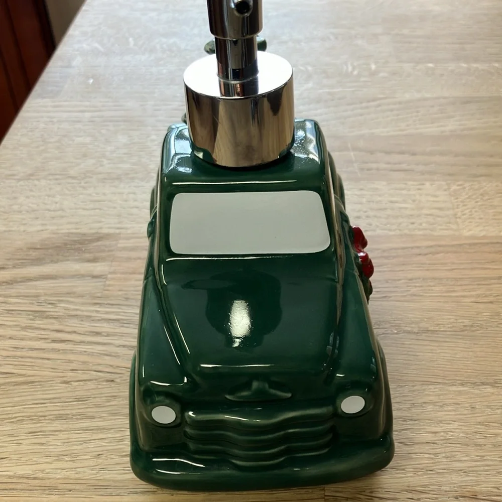 Green Truck Soap Dispenser with Christmas Tree